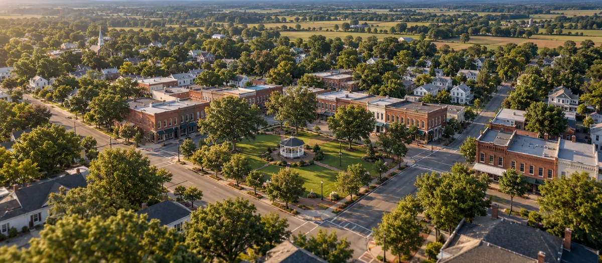Aerial view of Dallas, North Carolina