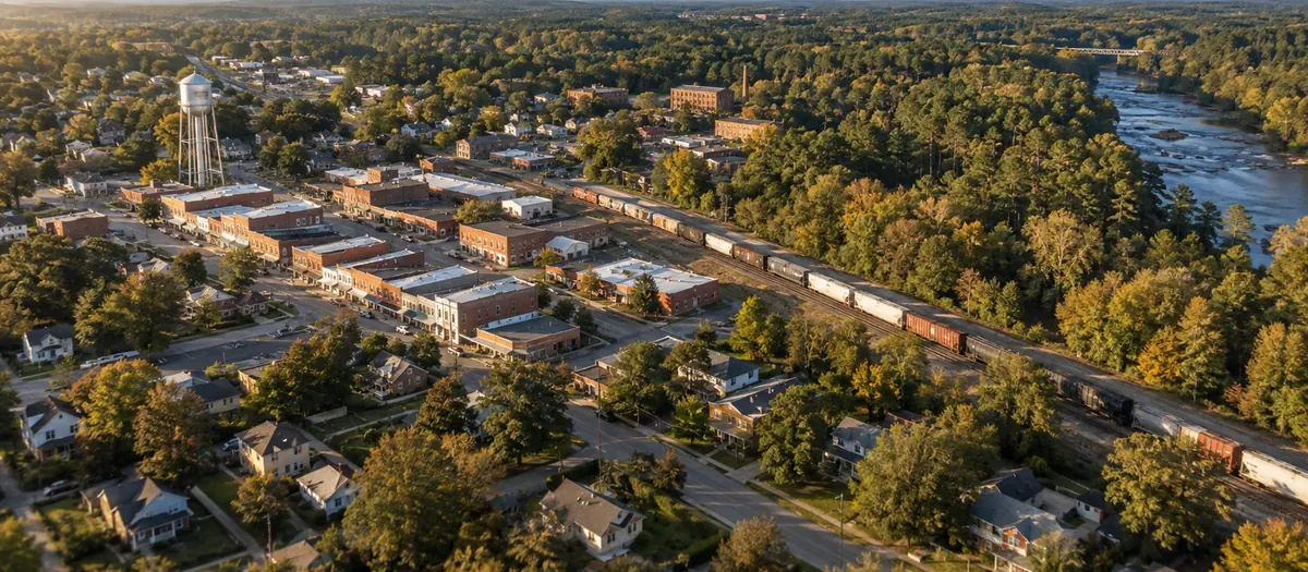 Aerial view of Lowell, North Carolina