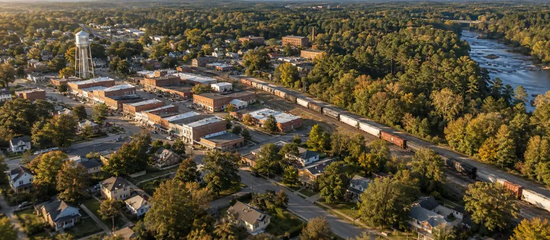 Aerial view of Lowell, North Carolina