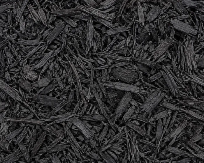 Close view of black dyed mulch texture
